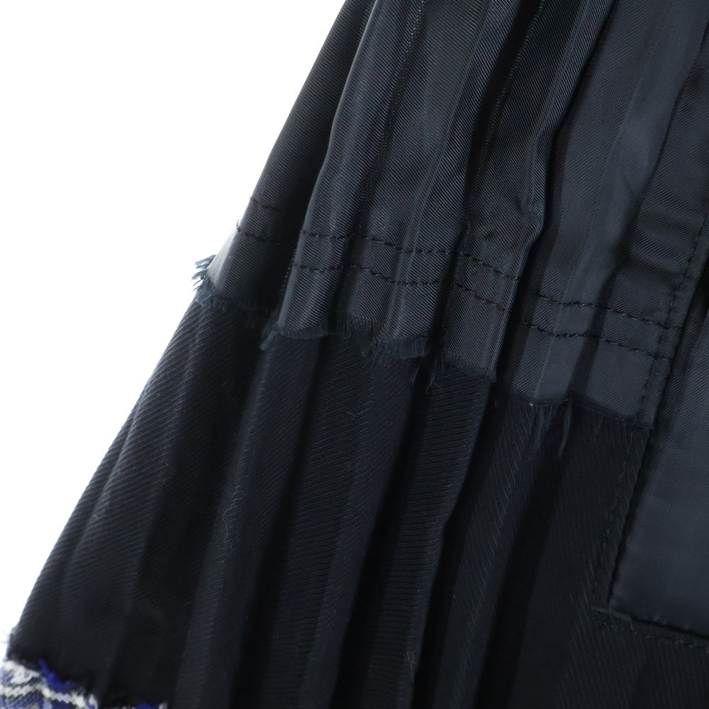 Sacai(サカイ) チェック柄 ドッキング プリーツロングスカート レディース ブラック/グレー 18-04164