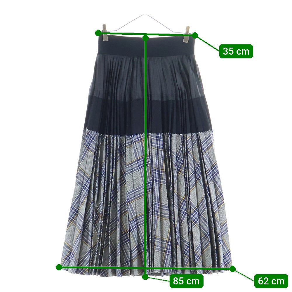 Sacai(サカイ) チェック柄 ドッキング プリーツロングスカート レディース ブラック/グレー 18-04164