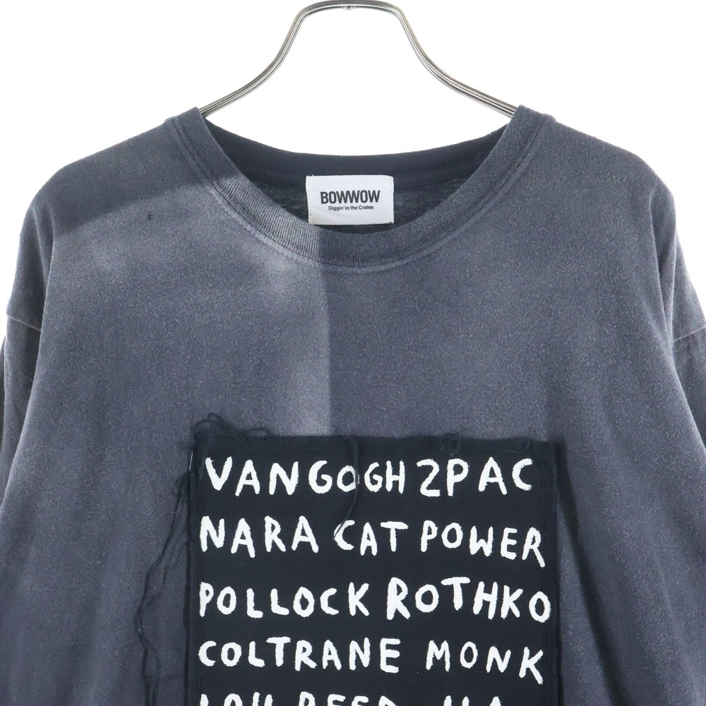 BOWWOW(バウワウ) 22AW ×LEVI PATA FAVORITE THINGS LS リーバイ パタ フェイバリット シングス パッチワーク クルーネック長袖Tシャツ カットソー ブラック