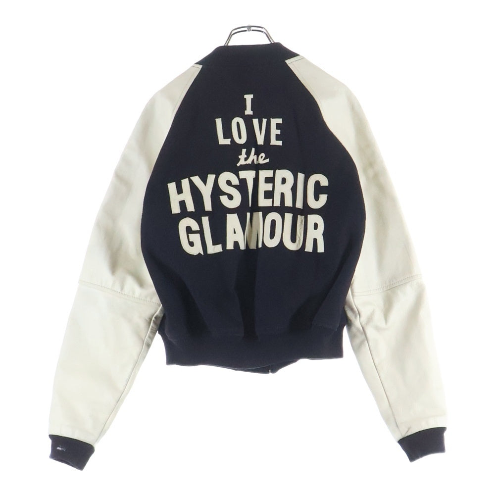 HYSTERIC GLAMOUR(ヒステリックグラマー) レザーアーム ジップアップスタジアムジャケット ブルゾン ブラック 2AJ-6215