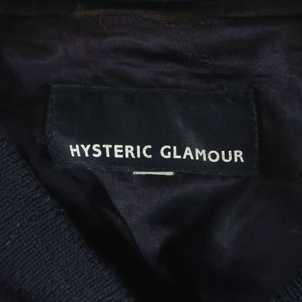 HYSTERIC GLAMOUR(ヒステリックグラマー) レザーアーム ジップアップスタジアムジャケット ブルゾン ブラック 2AJ-6215