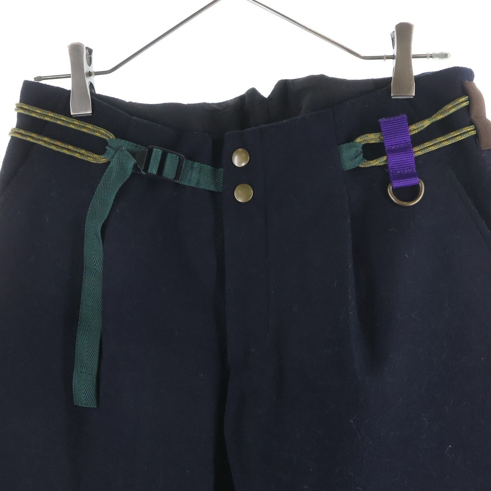 kolor(カラー) 19AW ベルテッドデザイン ウール カシミヤパンツ ネイビー 19WCM-P02102
