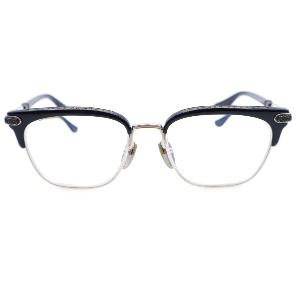 CHROME HEARTS(クロムハーツ) VERTICAL SMILE 2 サイドエタニティハーフリム アイウェア サングラス メガネ ブラック 度入り