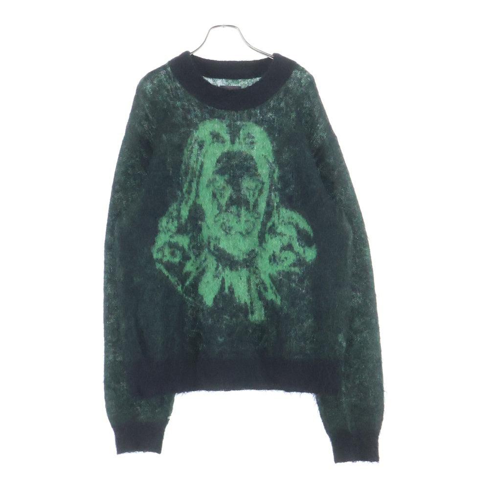 SAINT MICHAEL(セントマイケル) 22AW B&R_KNIT_CLOWN クラウン モヘア クルーネックニットセーター ブラック/グリーン SM-A22-0000-072