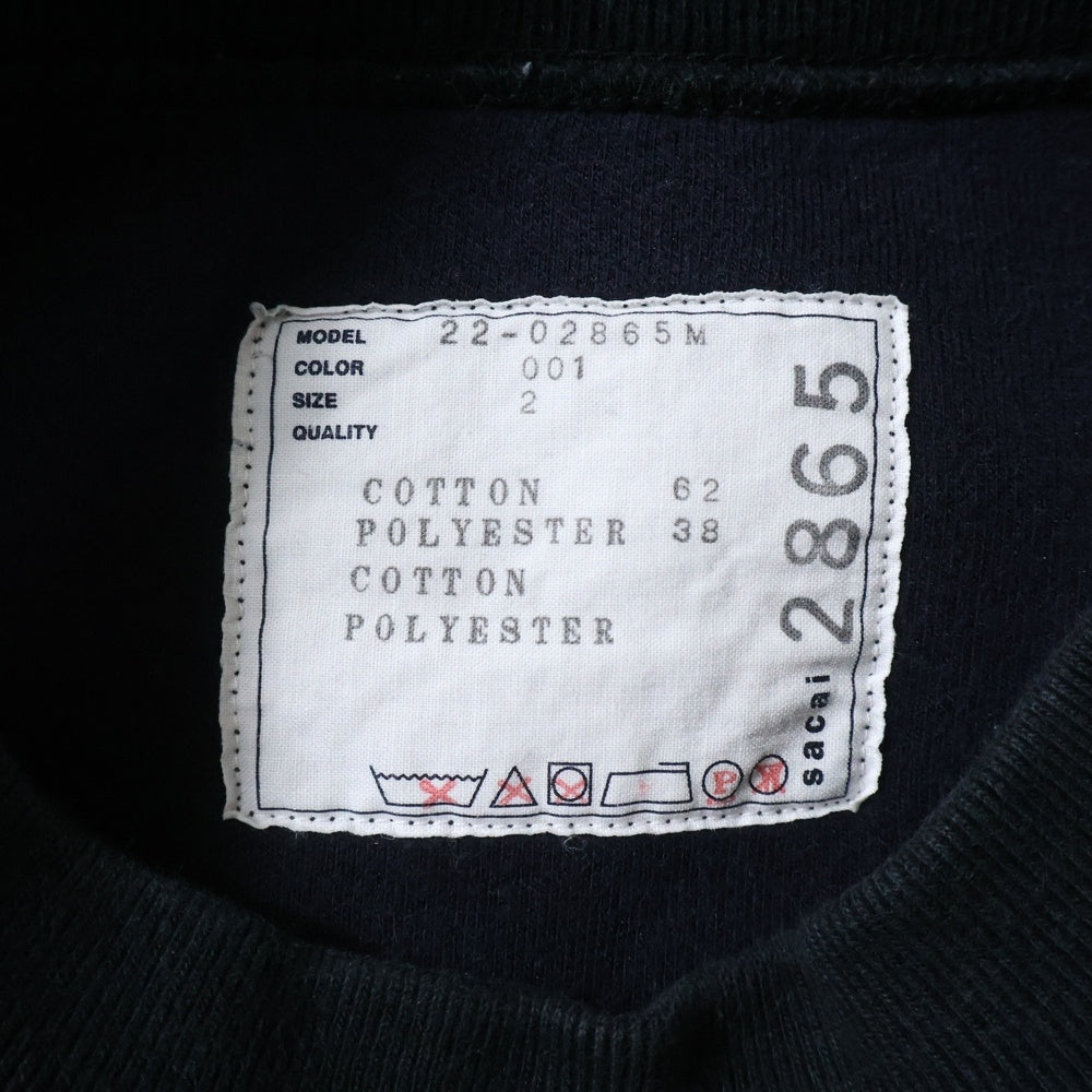 Sacai(サカイ) 22AW Studs Sponge Sweat Pullover スタッズ クルーネック スウェットトレーナー ブラック 22-02865M