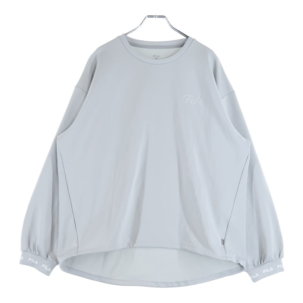 FILA(フィラ) ロゴ刺繍 ストレッチワイドセットアップ クルーネックトレーナー ジョガーパンツ グレー FL6405/FL6406