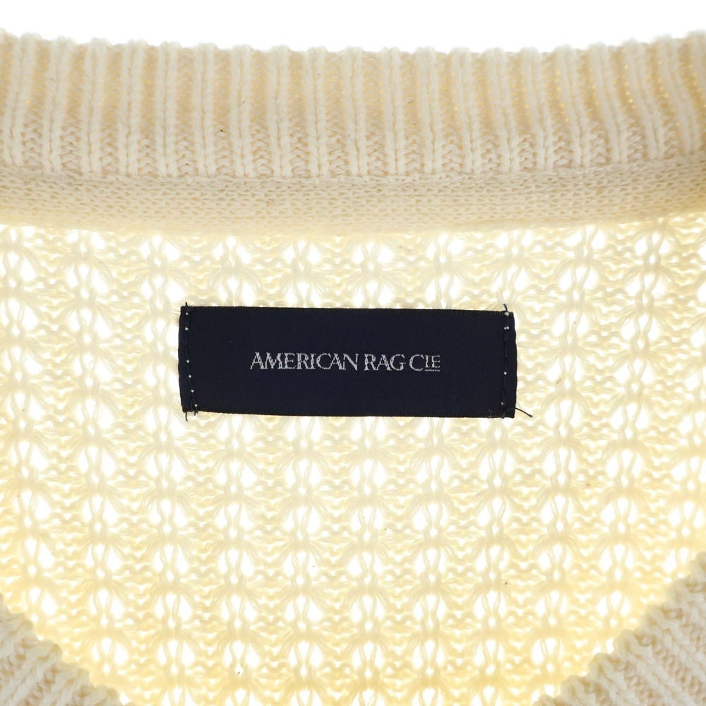 AMERICAN RAG CIE(アメリカンラグシー) ワッフル編み クルーネックプルオーバーニットセーター 長袖 ロングスリーブ アイボリー ADN-M161-KN527