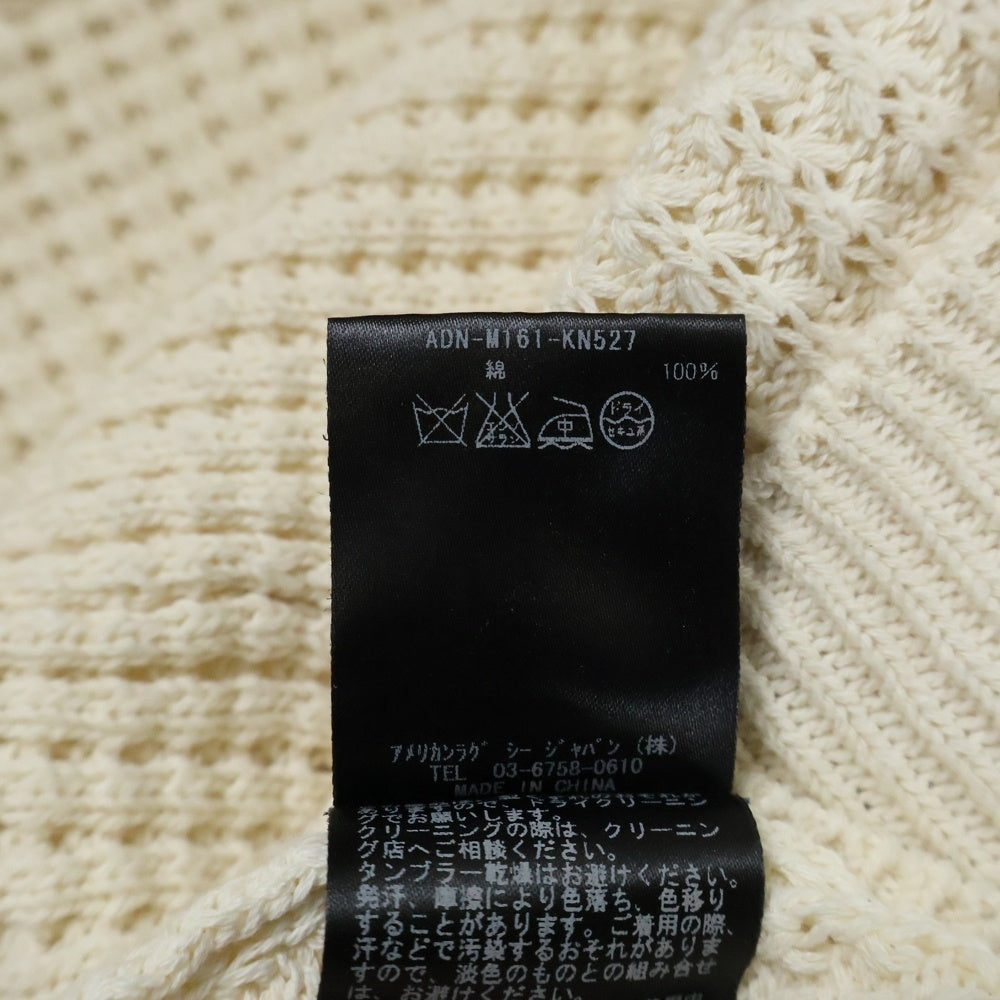 AMERICAN RAG CIE(アメリカンラグシー) ワッフル編み クルーネックプルオーバーニットセーター 長袖 ロングスリーブ アイボリー ADN-M161-KN527
