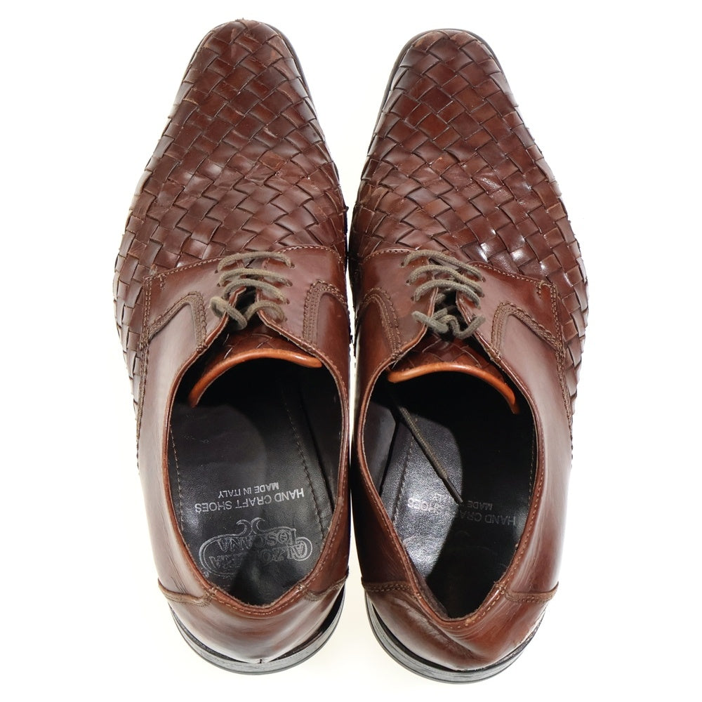 CALZOLERIA TOSCANA(カルツォレリア トスカーナ) 編み込み レザー ドレスシューズ ブラウン 1898