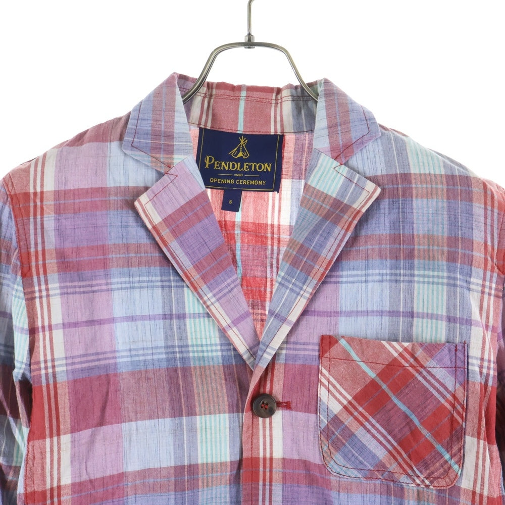 PENDLETON(ペンドルトン) マドラスチェック コットン テーラードジャケット レッド