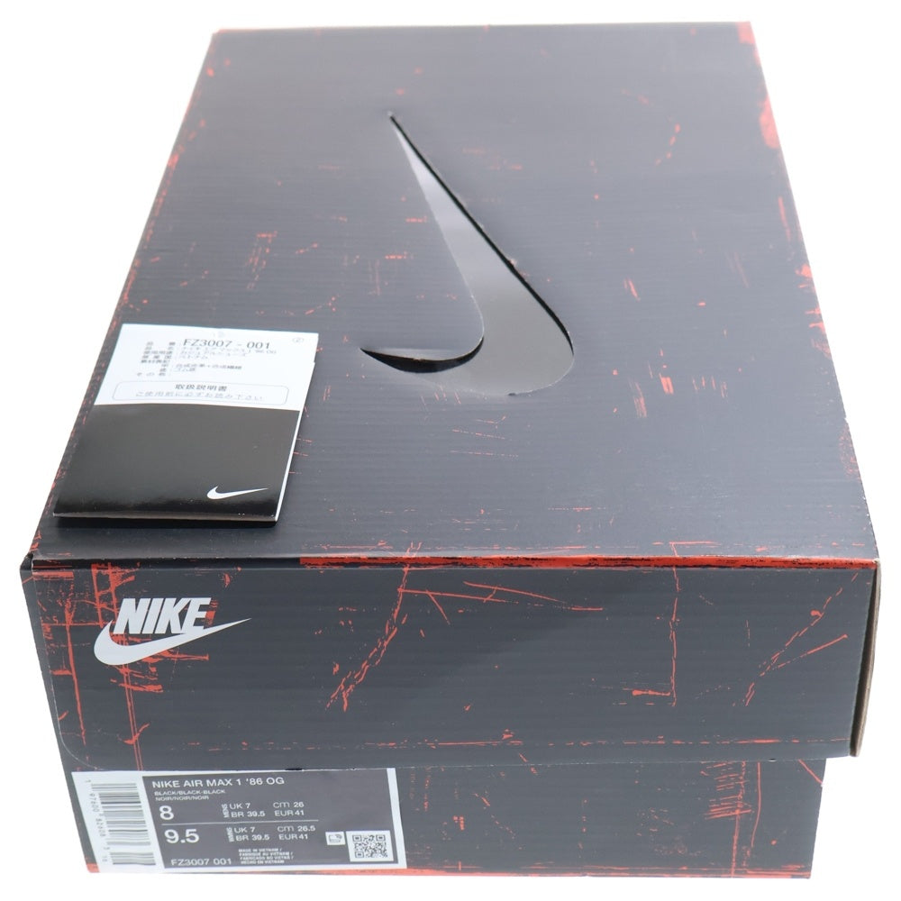 NIKE(ナイキ) AIR MAX エアマックス 1 '86 OG ローカットスニーカー ブラック US8/26cm FZ3007-001