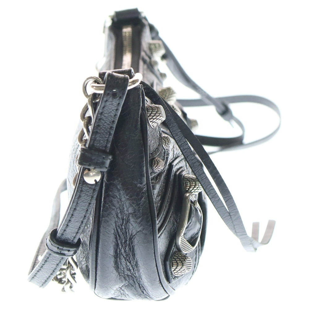 BALENCIAGA(バレンシアガ) LE CAGOLE ルカゴール スタッズ チェーン レザー ミニショルダーバッグ ブラック 695814・1000・R・000959 レディース