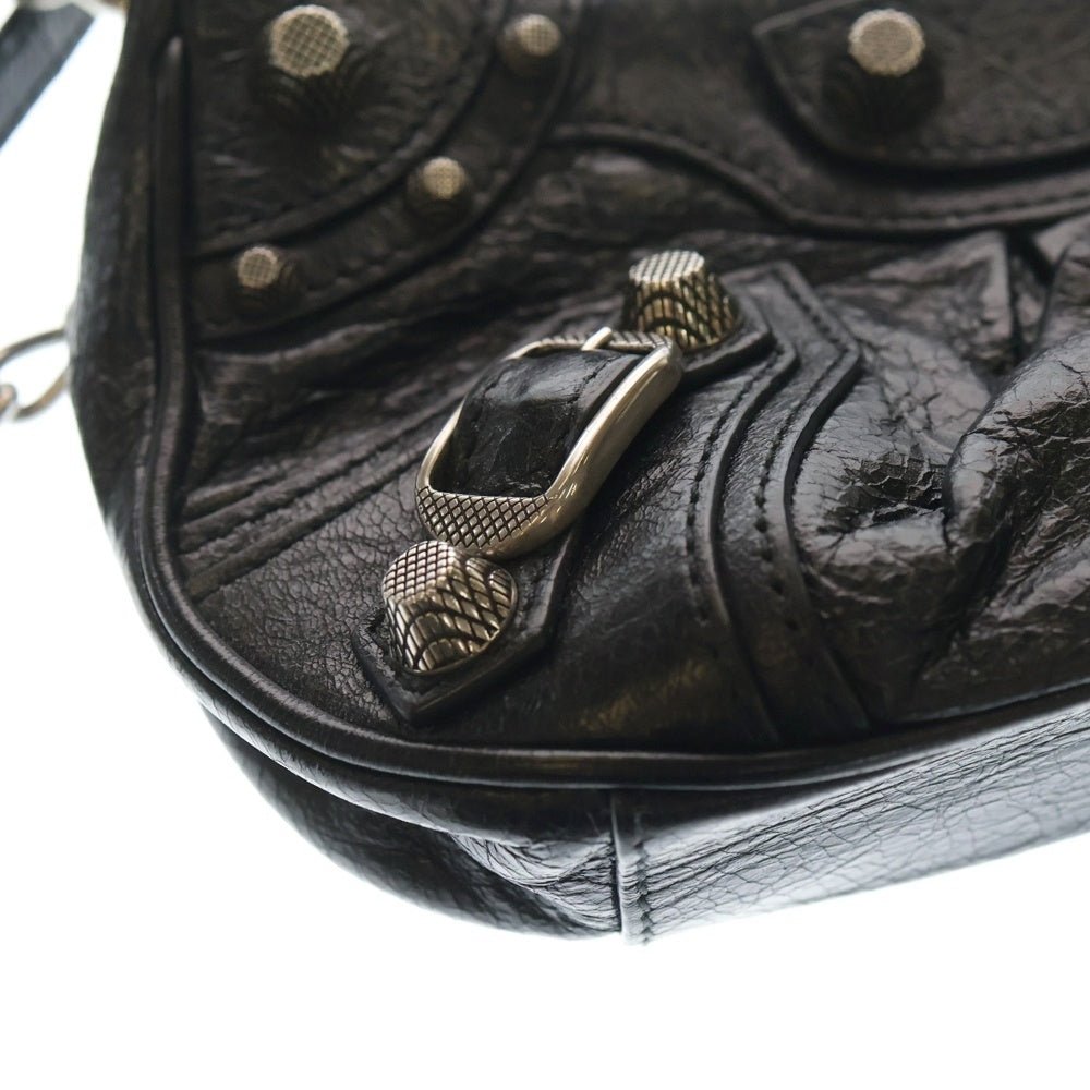 BALENCIAGA(バレンシアガ) LE CAGOLE ルカゴール スタッズ チェーン レザー ミニショルダーバッグ ブラック 695814・1000・R・000959 レディース