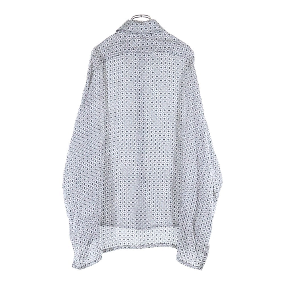 CHROME HEARTS(クロムハーツ) MAHAL KITA CHプラス総柄 クロスボールボタン ロングスリーブ シルク長袖シャツ ホワイト/ブラック