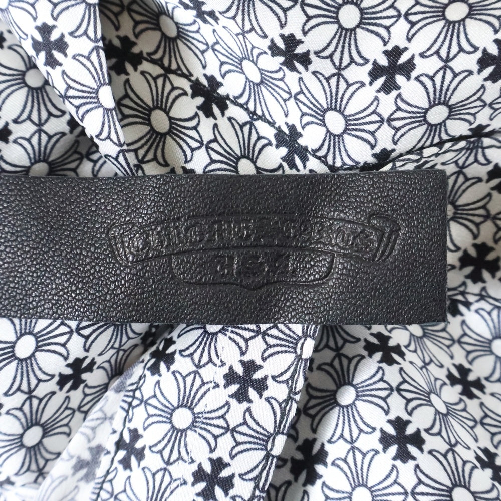 CHROME HEARTS(クロムハーツ) MAHAL KITA CHプラス総柄 クロスボールボタン ロングスリーブ シルク長袖シャツ ホワイト/ブラック