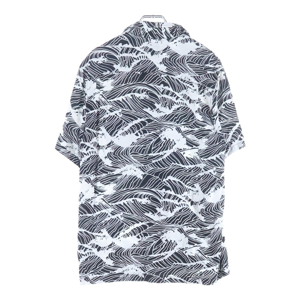 STUSSY(ステューシー) 総柄 襟付き ボタンアップ アロハシャツ ブラック/ホワイト