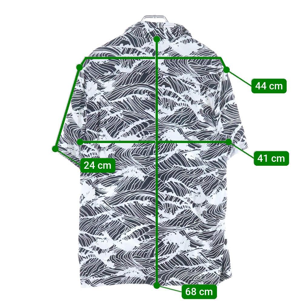 STUSSY(ステューシー) 総柄 襟付き ボタンアップ アロハシャツ ブラック/ホワイト