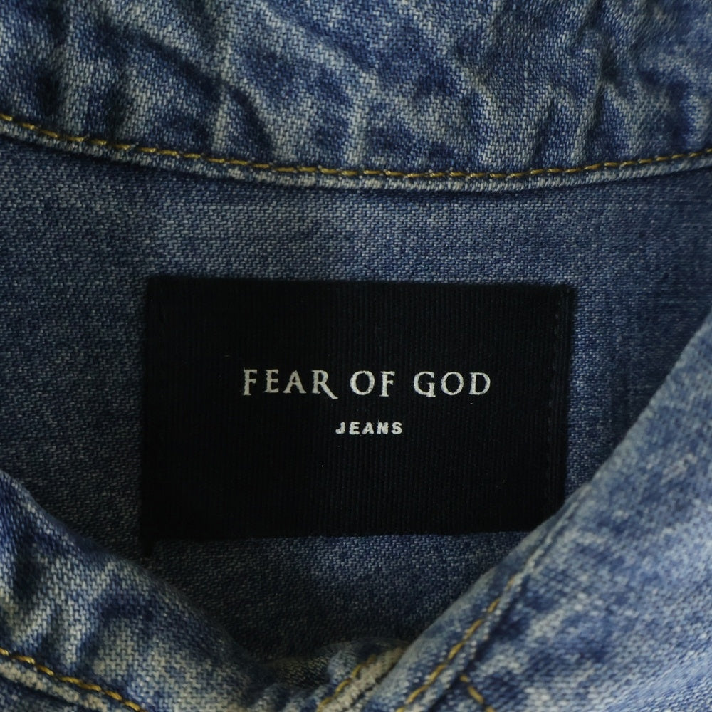 FEAR OF GOD(フィアオブゴッド) スタンドカラー ロングスリーブ デニムシャツ インディゴ 5C17D