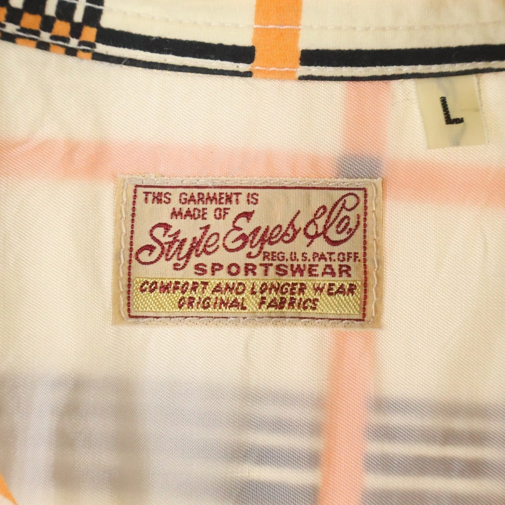 Style Eyes(スタイルアイズ) チェック柄 ロングスリーブ オープンカラーシャツ ベージュ SE28339