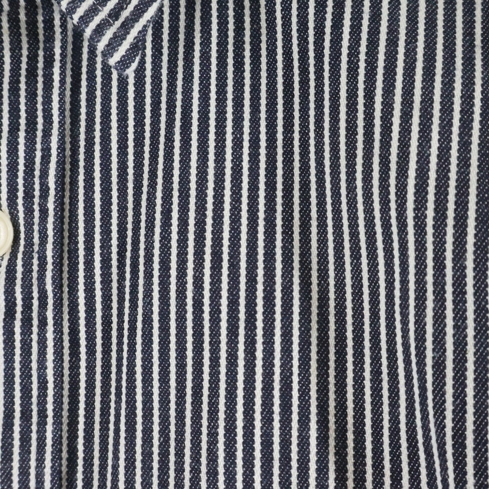 SUGAR CANE(シュガーケーン) 2ポケット ロングスリーブ ストライプシャツ ネイビー/ホワイト