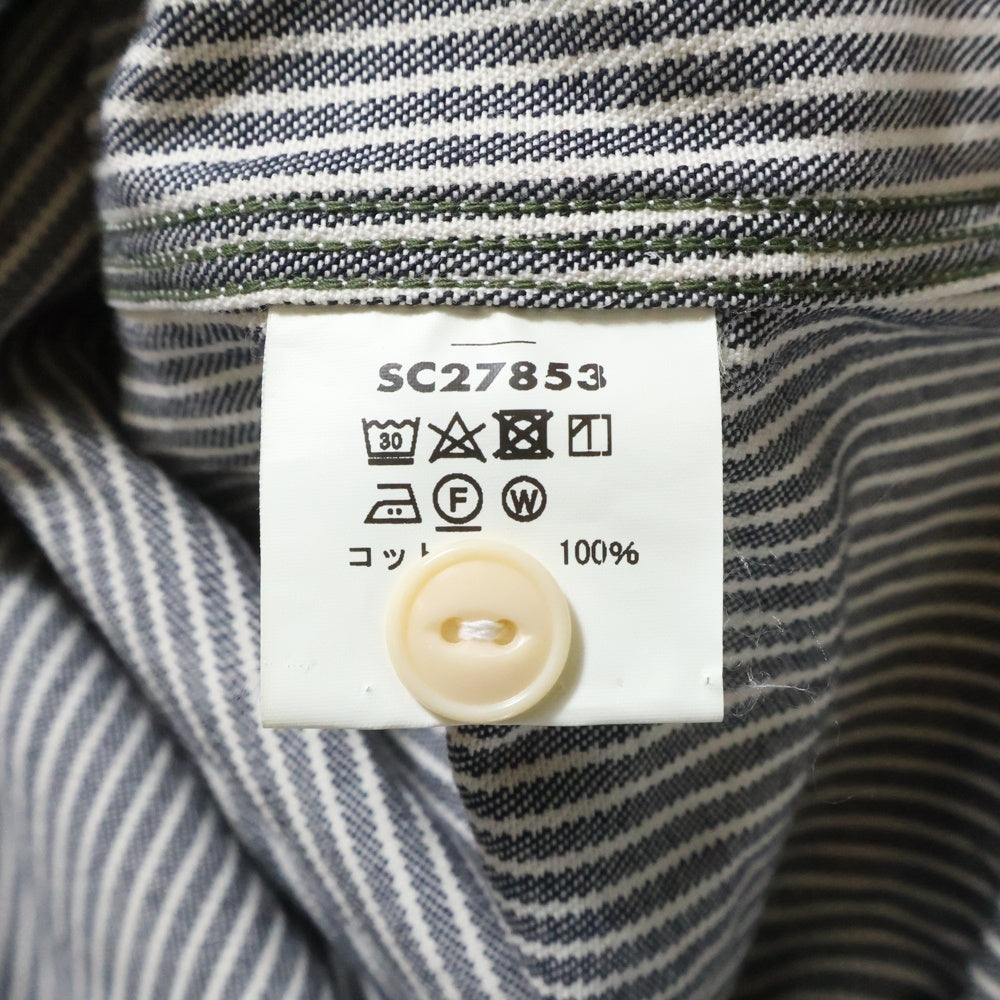 SUGAR CANE(シュガーケーン) 2ポケット ロングスリーブ ストライプシャツ ネイビー/ホワイト