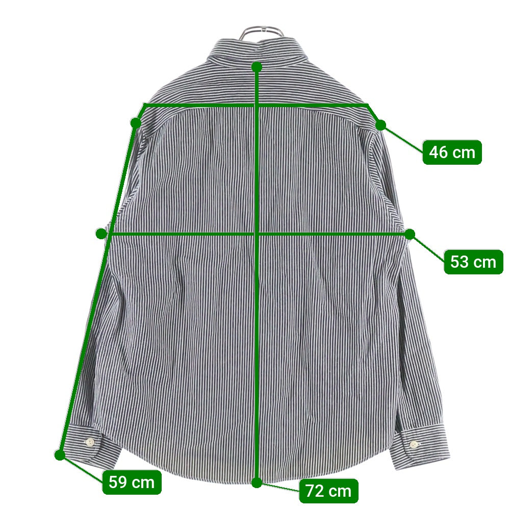 SUGAR CANE(シュガーケーン) 2ポケット ロングスリーブ ストライプシャツ ネイビー/ホワイト