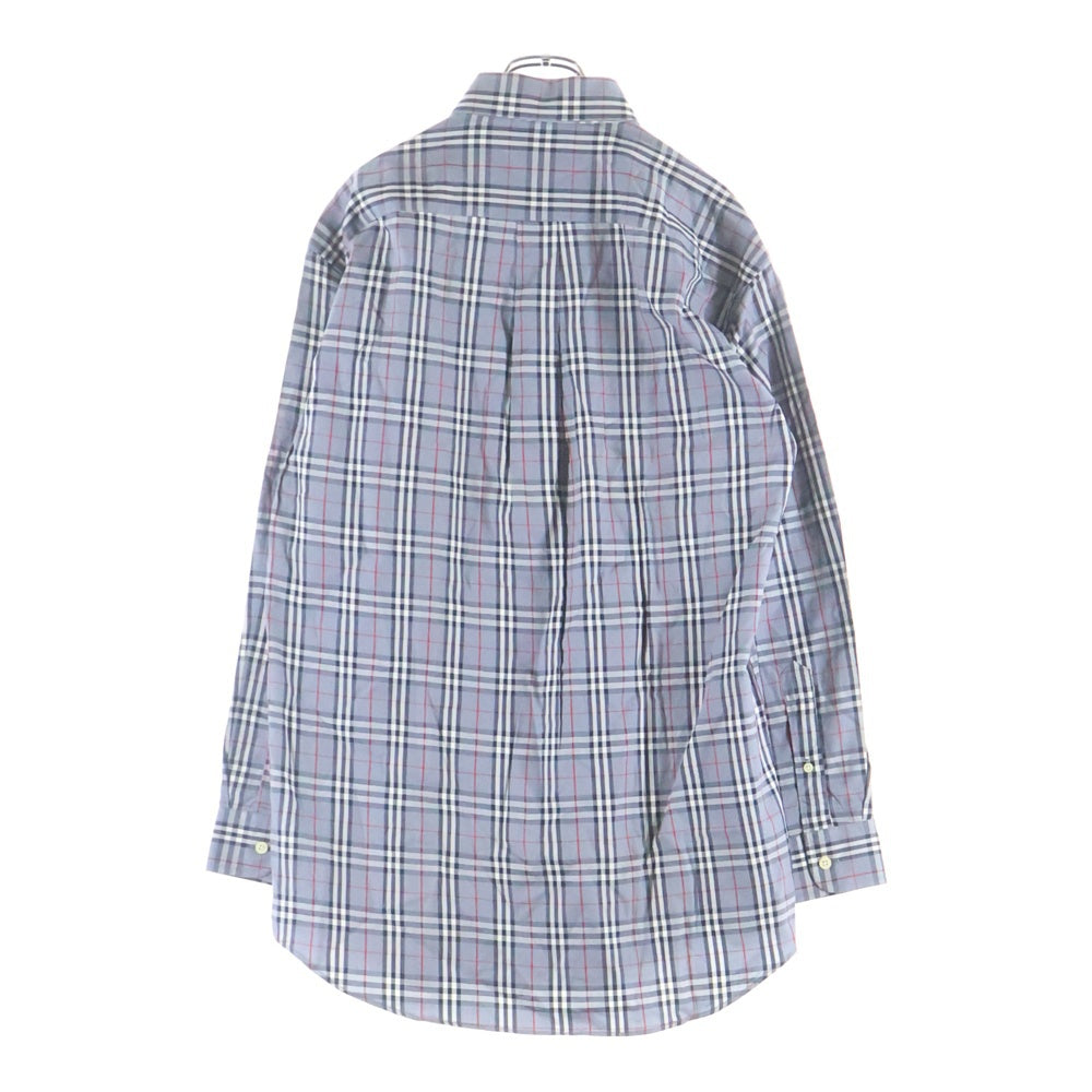 BURBERRY(バーバリー) エンブロイダリー ロゴ ノヴァチェック ボタンダウン 長袖 シャツ グレー