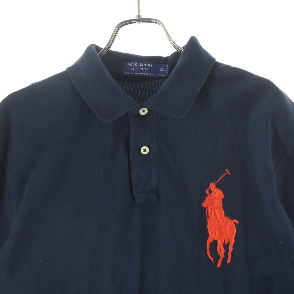 POLO SPORT RALPH LAUREN(ポロスポーツラルフローレン) 胸エンブロイダリーデザイン 鹿の子 半袖ポロシャツ ネイビー