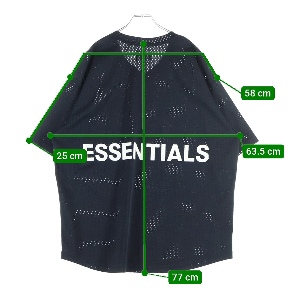 FEAR OF GOD ESSENTIALS(フィアオブゴッド エッセンシャルズ) バックロゴプリント メッシュ Vネック Tシャツ ブラック