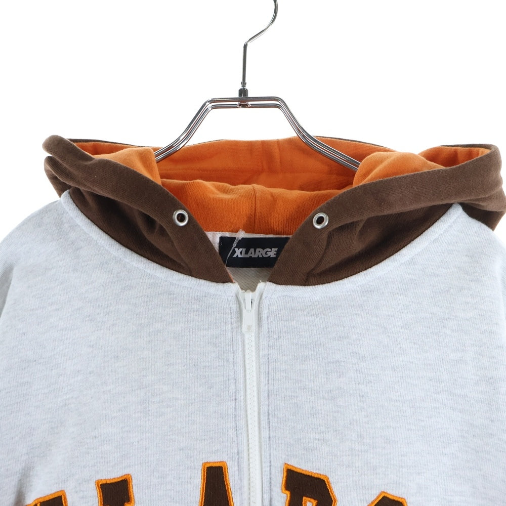 X-LARGE(エクストララージ) ONTRAST COLOR HALF ZIP HOODED SWEAT コントラストカラー ハーフジップ スウェット プルオーバーパーカー グレー/ブラウン 101223012015