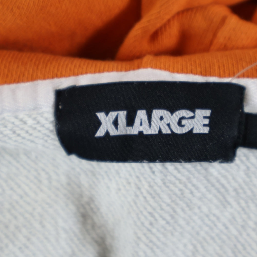 X-LARGE(エクストララージ) ONTRAST COLOR HALF ZIP HOODED SWEAT コントラストカラー ハーフジップ スウェット プルオーバーパーカー グレー/ブラウン 101223012015