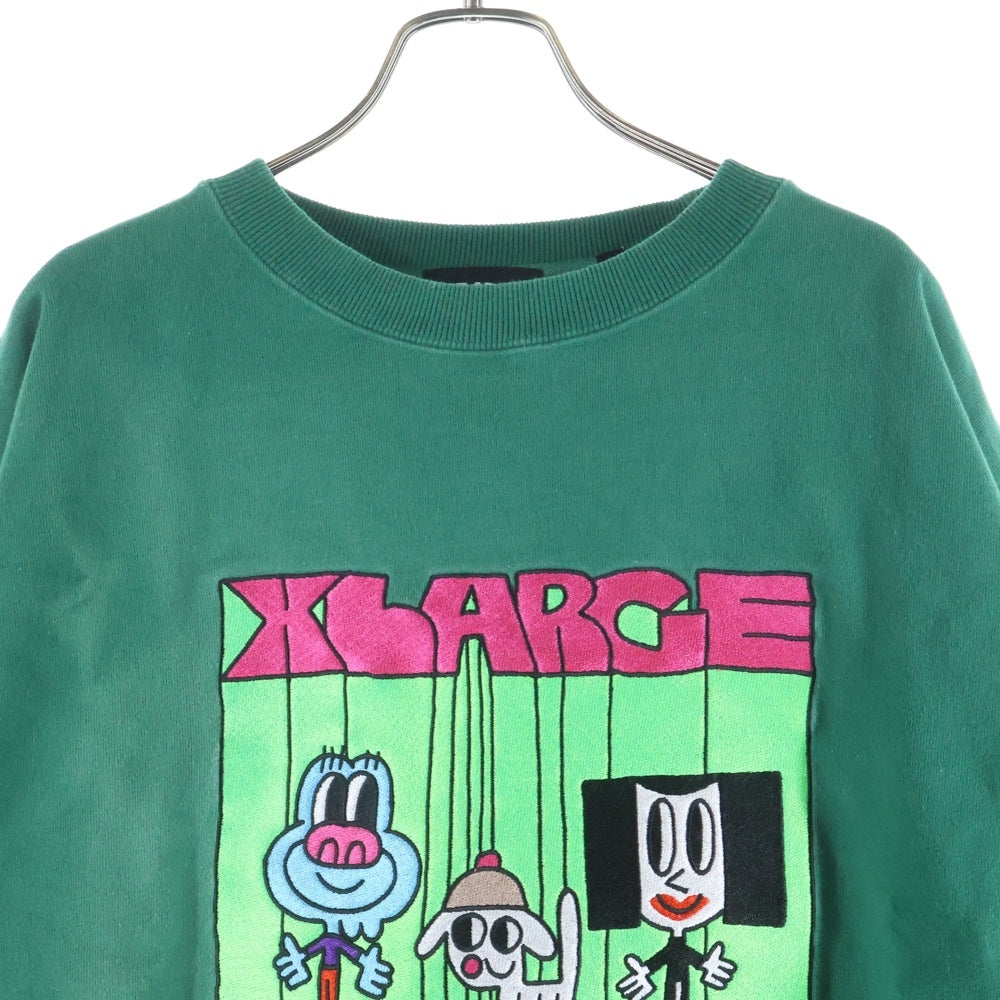 X-LARGE(エクストララージ) TIM COMIX CREWNECK SWEAT コミックス刺繍 クルーネック スウェット トレーナー グリーン 101223012016