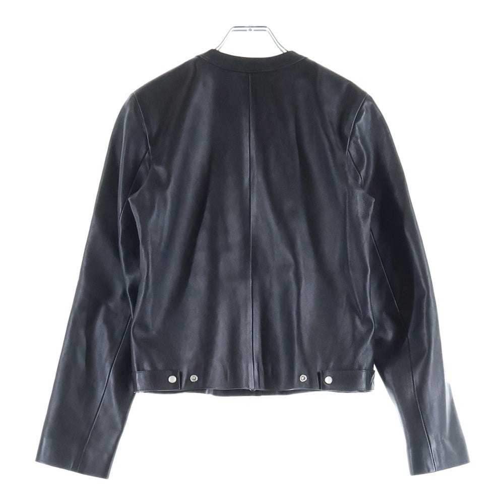 agnes b.(アニエスベー) ラムレザー ノーカラー ラインストーン レザージャケット ブラック レディース X101CU32