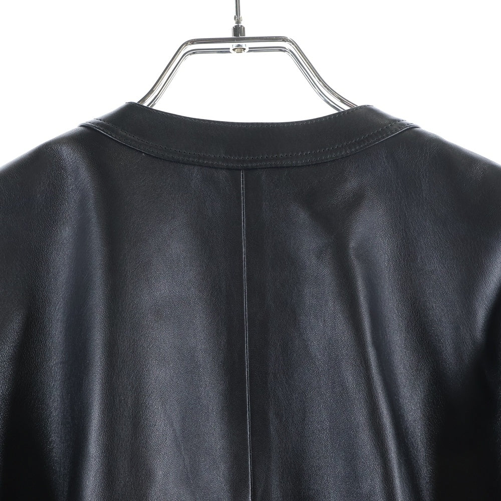 agnes b.(アニエスベー) ラムレザー ノーカラー ラインストーン レザージャケット ブラック レディース X101CU32