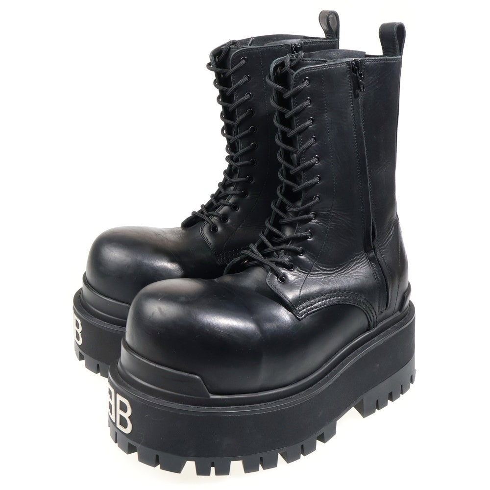 BALENCIAGA(バレンシアガ) GIANT BOOTS BBロゴ サイドジップアップ レザー ジャイアンント ブーツ ブラック 813689