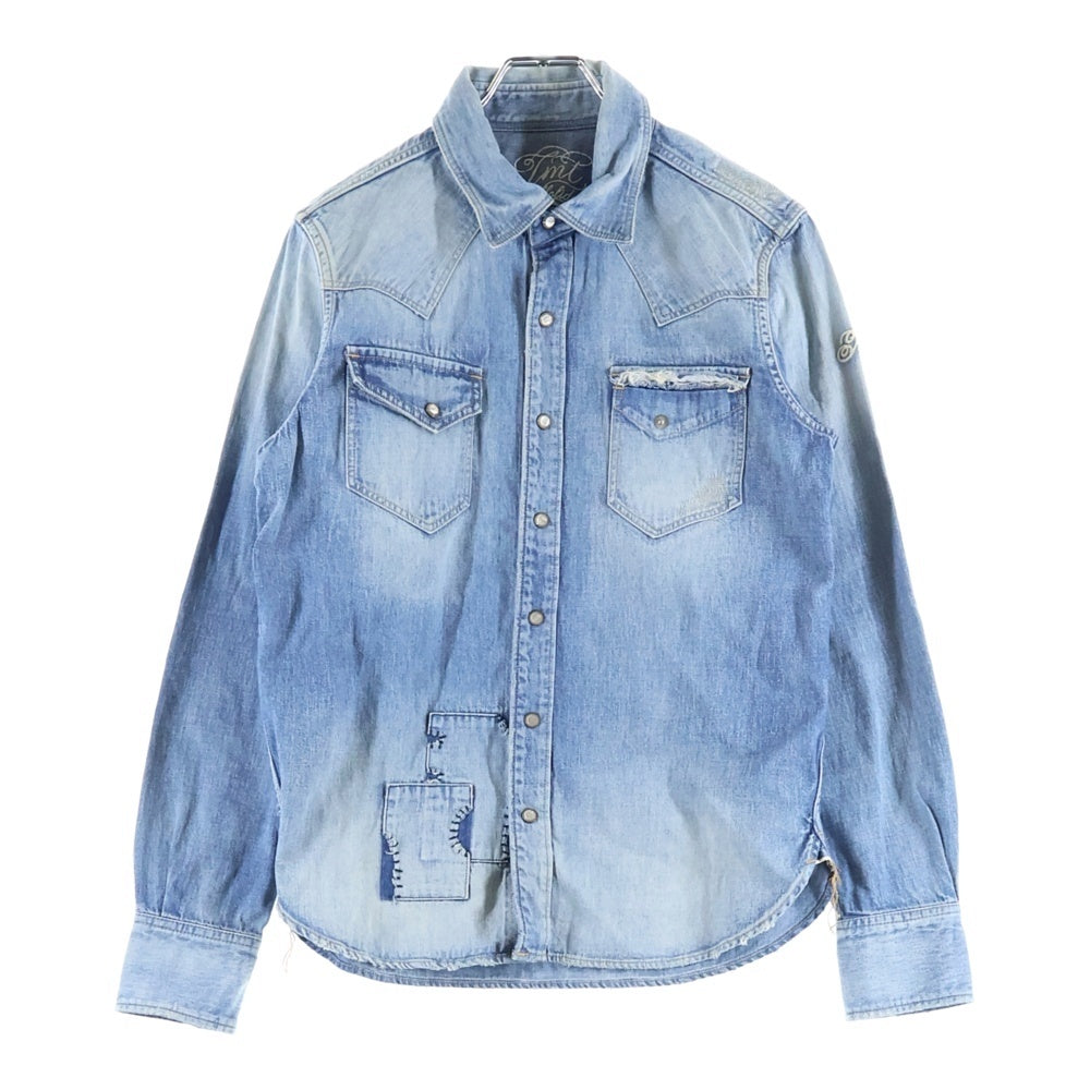 T.M.T(ティーエムティー) 18SS REVIVAL CRUSH DENIM SHIRT リバイバルクラッシュ 長袖テデニムシャツ インディゴ TSH-S18SP02