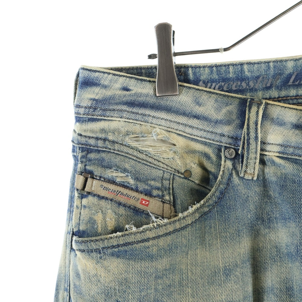 DIESEL(ディーゼル) BELTHER ダメージ加工 クラッシュデニムパンツ レギュラー WASH0830J