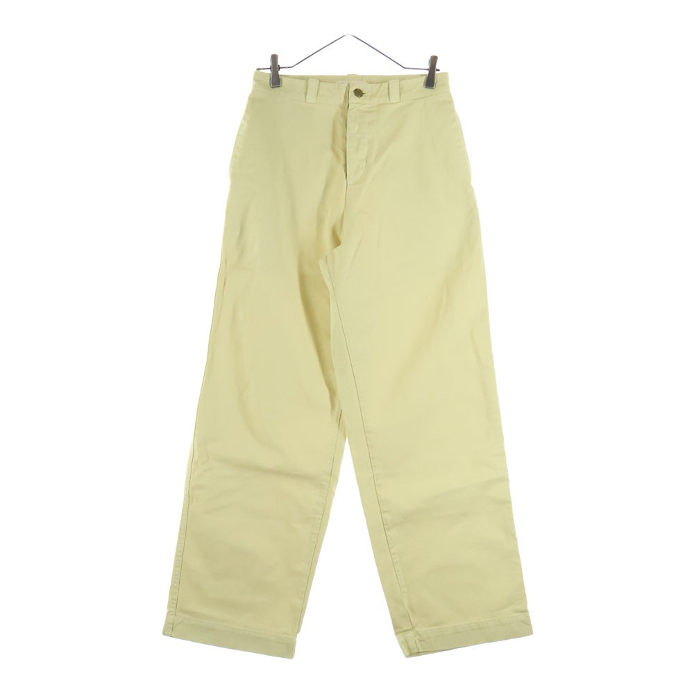 NO BRAND(ノーブランド) B SIDES ビーサイド USA製 コットン ノータック ボタンフライ ワイドパンツ イエロー レディース 3510600677