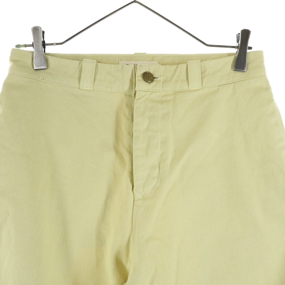 NO BRAND(ノーブランド) B SIDES ビーサイド USA製 コットン ノータック ボタンフライ ワイドパンツ イエロー レディース 3510600677