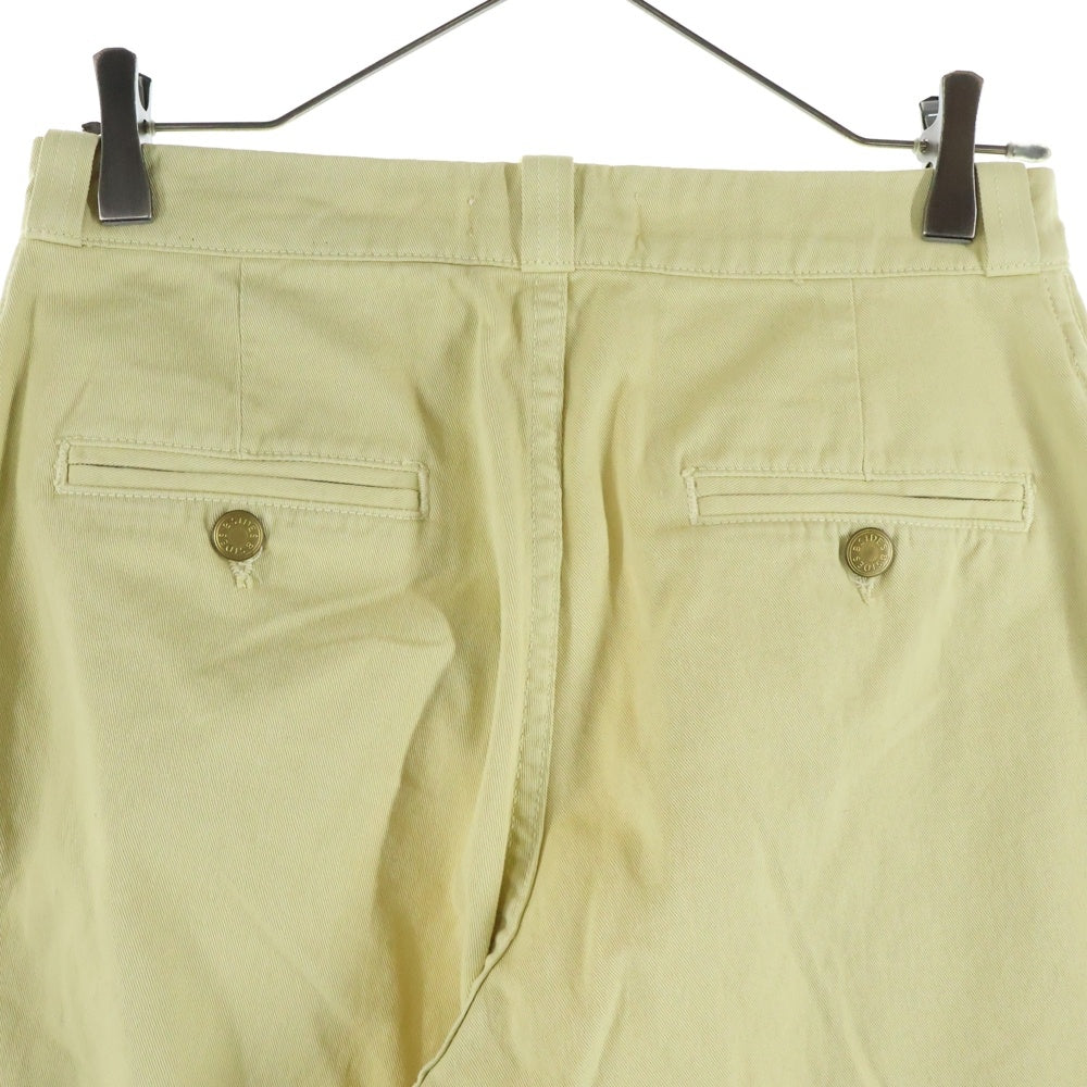 NO BRAND(ノーブランド) B SIDES ビーサイド USA製 コットン ノータック ボタンフライ ワイドパンツ イエロー レディース 3510600677
