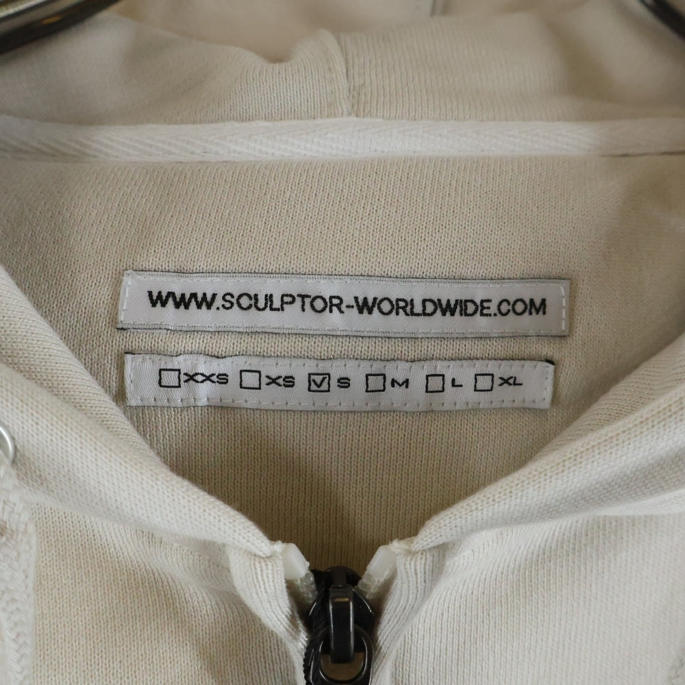 SCULPTOR(スカルプター) Beaded Saint Hoodie Zip-Up Dirty ビーデッド セイント フーディー ジップアップ スウェット パーカー ホワイト CS24A121FLWHS