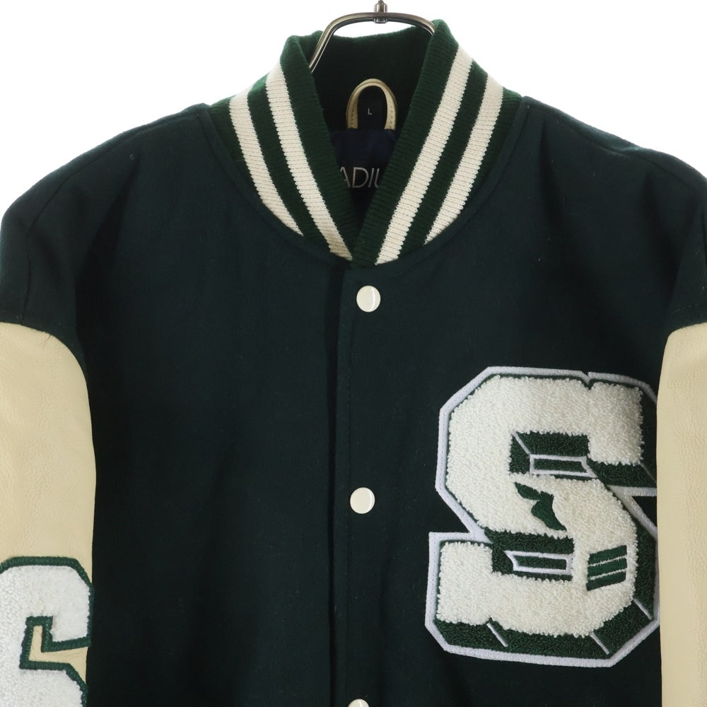 STADIUM(スタジアム) VARSITY JACKET ロゴデザイン レザー切り替え バーシティージャケット グリーン