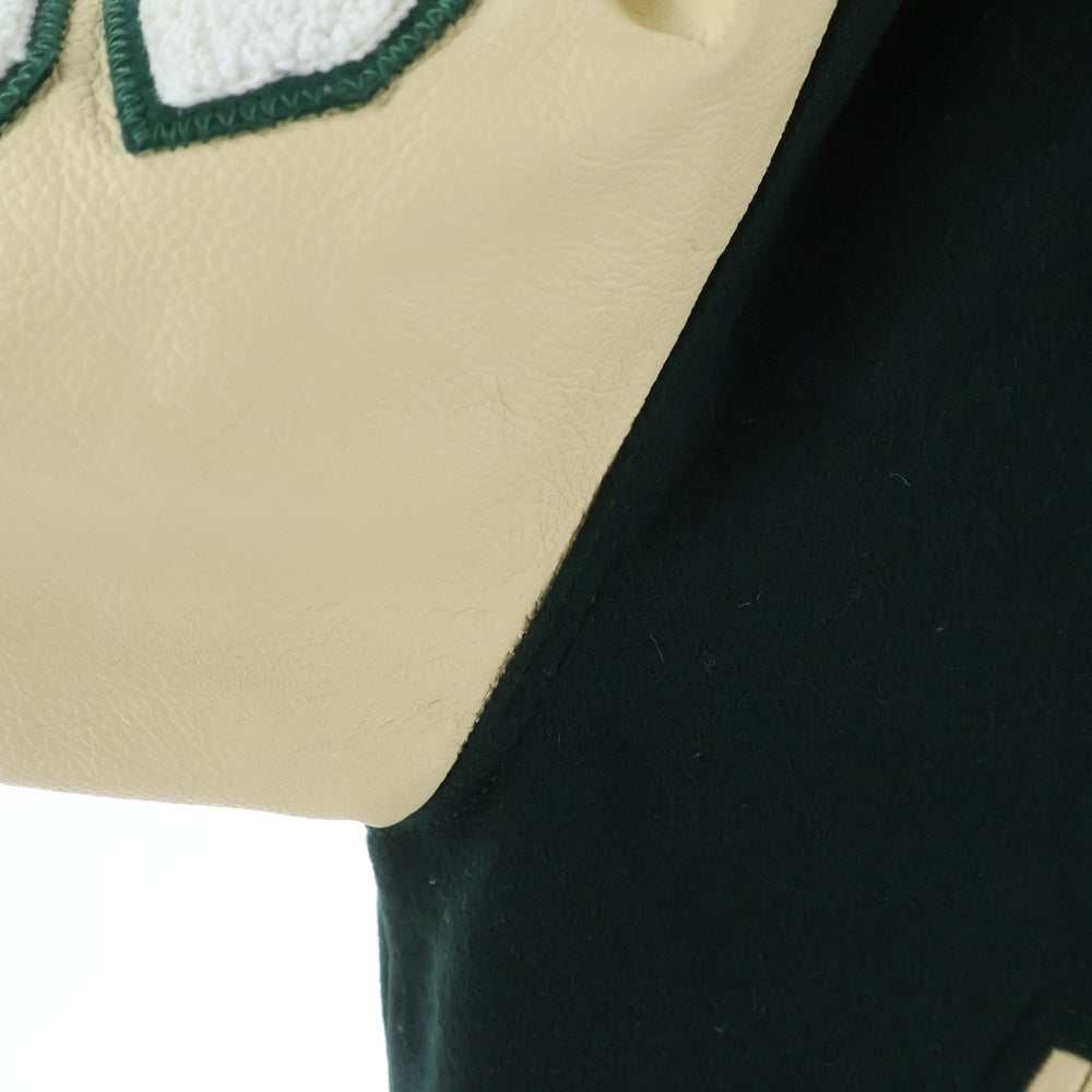 STADIUM(スタジアム) VARSITY JACKET ロゴデザイン レザー切り替え バーシティージャケット グリーン