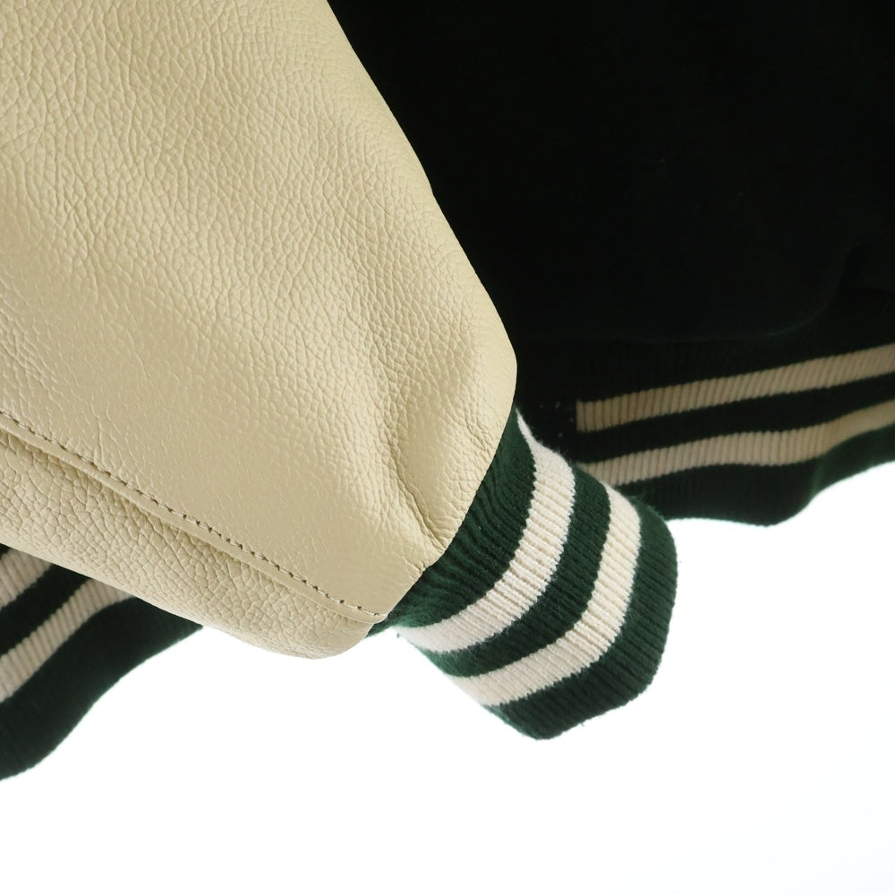 STADIUM(スタジアム) VARSITY JACKET ロゴデザイン レザー切り替え バーシティージャケット グリーン