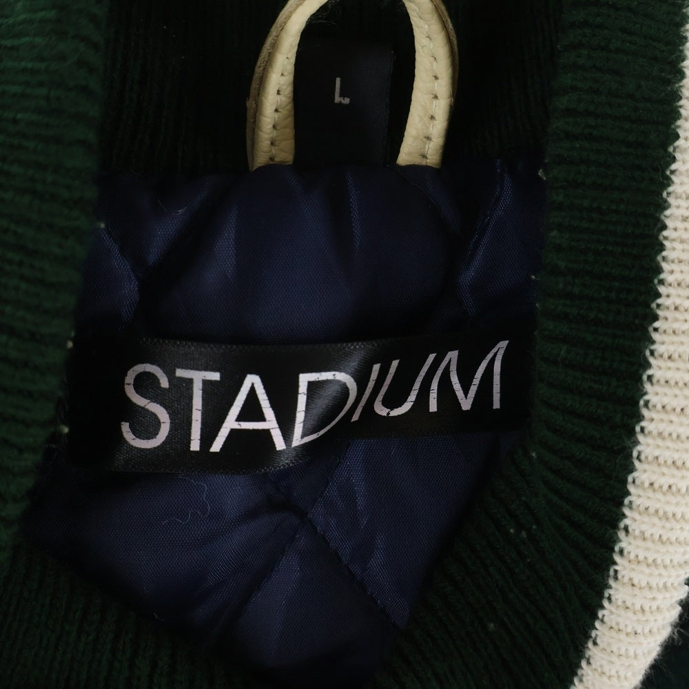 STADIUM(スタジアム) VARSITY JACKET ロゴデザイン レザー切り替え バーシティージャケット グリーン