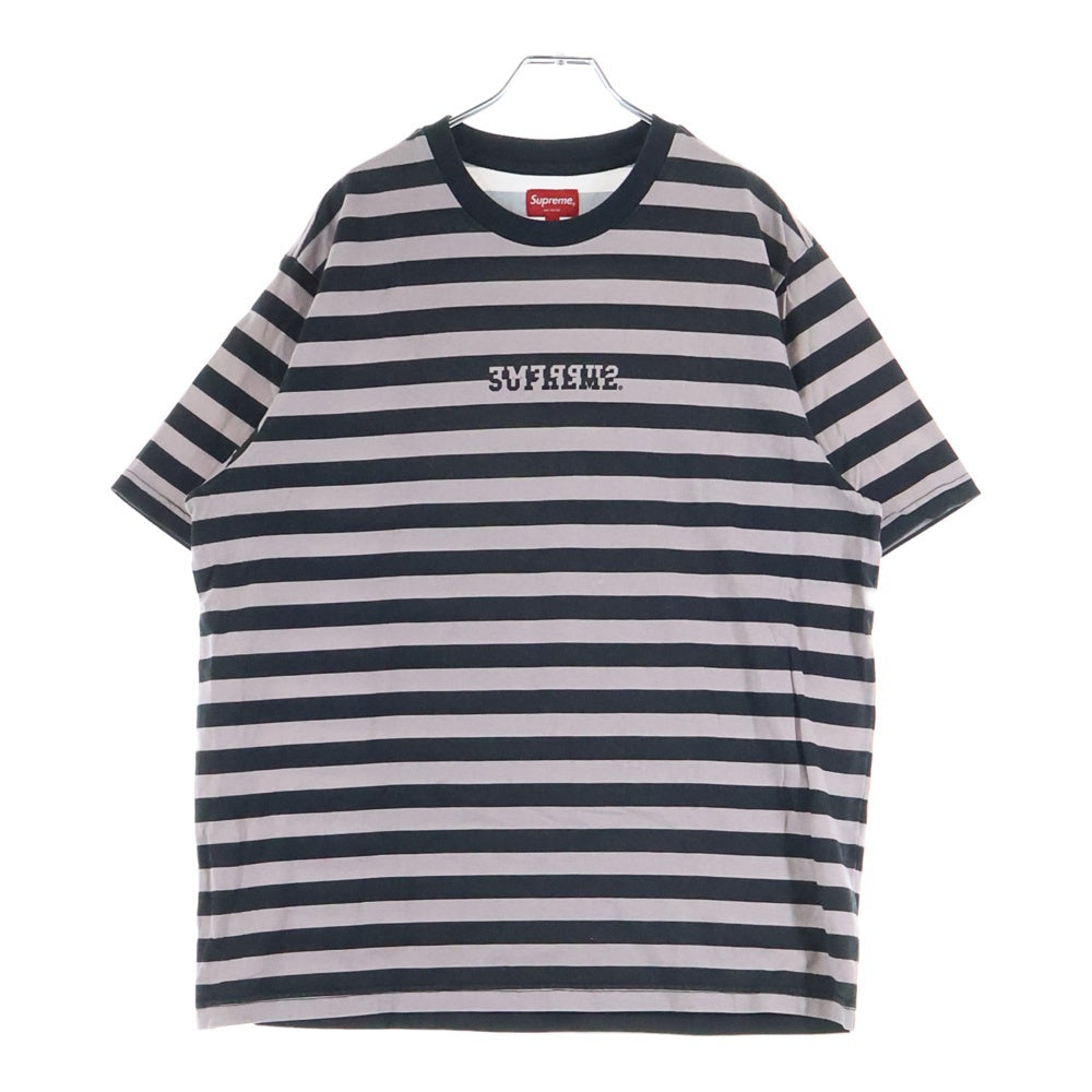 SUPREME(シュプリーム) 22SS Reverse Stripe S/S Top リバース ストライプ クルーネック半袖Tシャツ カットソー ピンク/ブラック