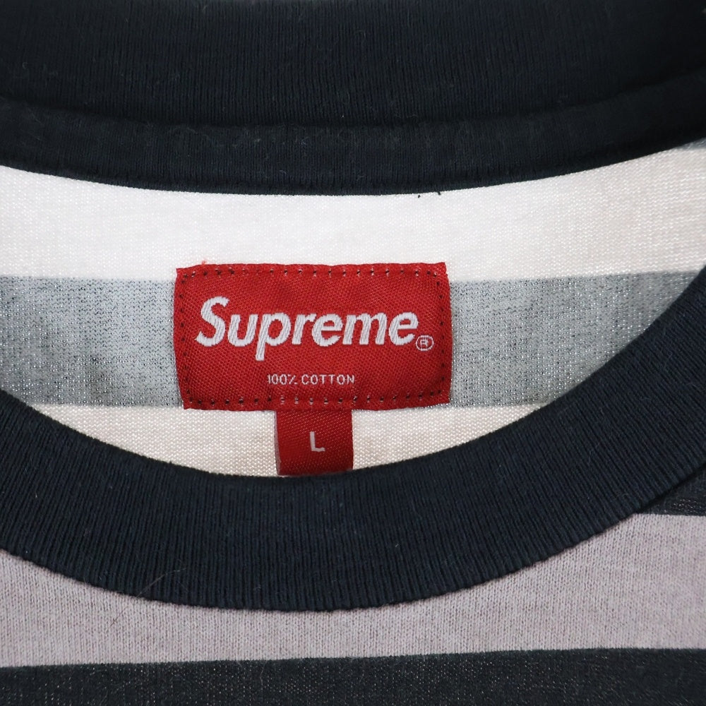 SUPREME(シュプリーム) 22SS Reverse Stripe S/S Top リバース ストライプ クルーネック半袖Tシャツ カットソー ピンク/ブラック