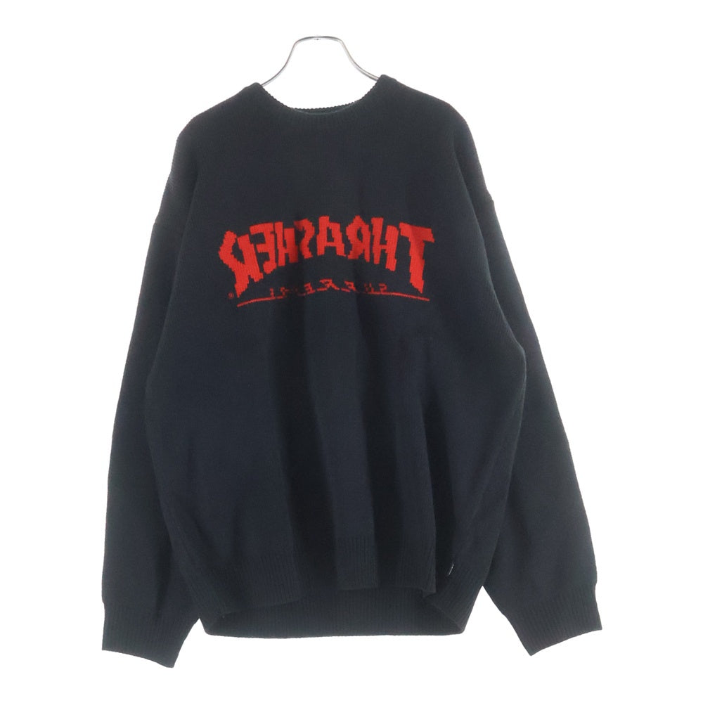 SUPREME(シュプリーム) 21AW ×THRASHER Sweater スラッシャー クルーネックニットセーター ブラック/レッド