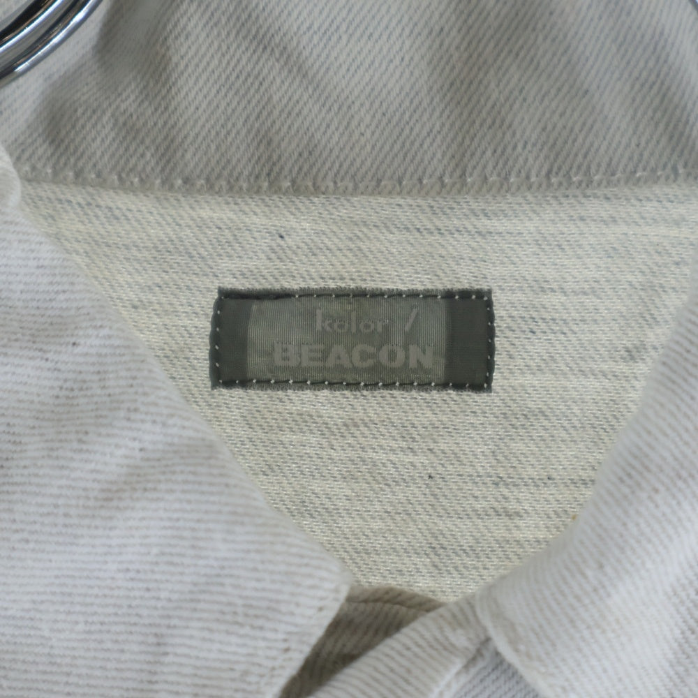 kolor BEACON(カラービーコン) マルチポケット レギュラーカラー コットン デニムジャケット ホワイト 17SBM-G01133