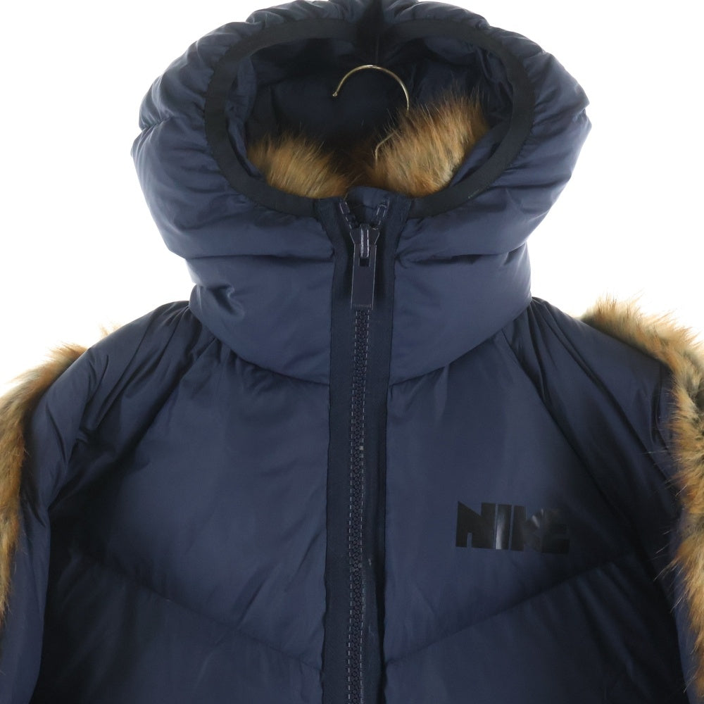 NIKE(ナイキ) ×Sacai 20AW W NRG Rh PARKA エコファー ドッキングデザイン フーデッド ジップアップ ダウンジャケット ネイビー CT3267-475